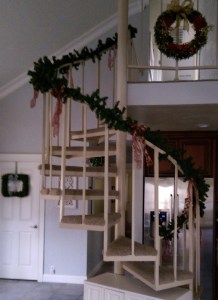Spiral staircase greenery