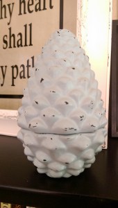 Distressed Painted Pincone Container